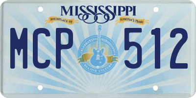 MS license plate MCP512