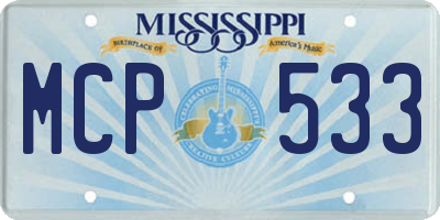 MS license plate MCP533