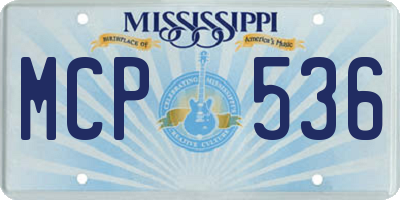 MS license plate MCP536