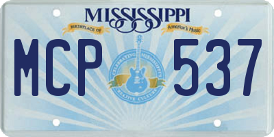 MS license plate MCP537