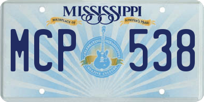 MS license plate MCP538