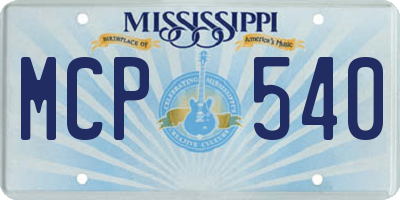 MS license plate MCP540
