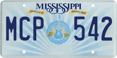 MS license plate MCP542