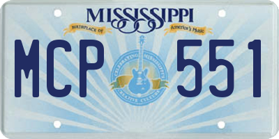 MS license plate MCP551