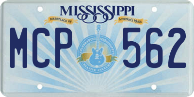 MS license plate MCP562