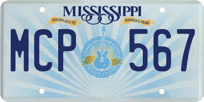 MS license plate MCP567