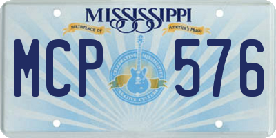 MS license plate MCP576