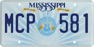 MS license plate MCP581