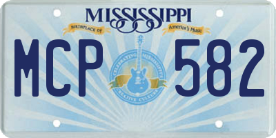 MS license plate MCP582