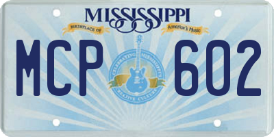 MS license plate MCP602