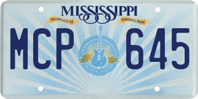 MS license plate MCP645