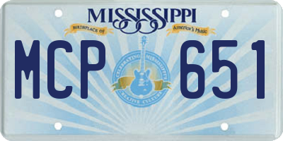 MS license plate MCP651