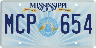 MS license plate MCP654