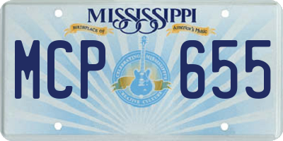 MS license plate MCP655