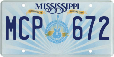 MS license plate MCP672