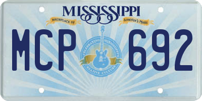 MS license plate MCP692