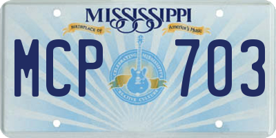 MS license plate MCP703