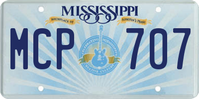 MS license plate MCP707