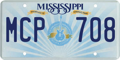 MS license plate MCP708