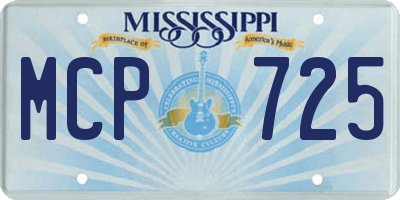 MS license plate MCP725