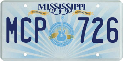 MS license plate MCP726