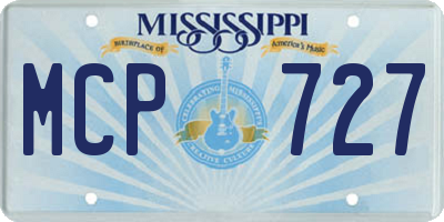 MS license plate MCP727
