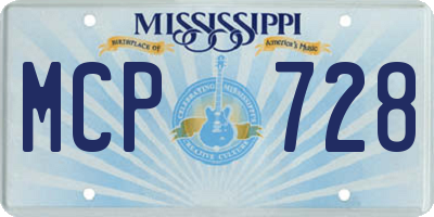 MS license plate MCP728