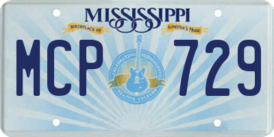 MS license plate MCP729