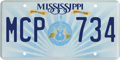 MS license plate MCP734