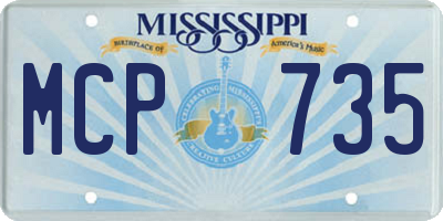 MS license plate MCP735