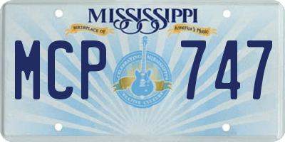 MS license plate MCP747