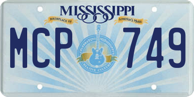 MS license plate MCP749