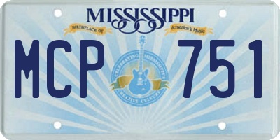 MS license plate MCP751