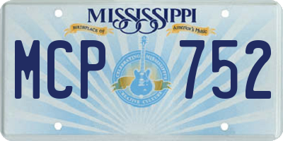 MS license plate MCP752