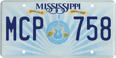 MS license plate MCP758