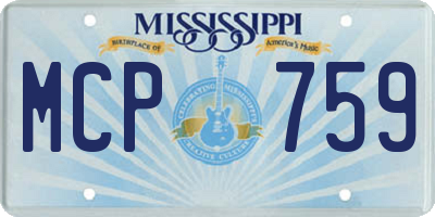 MS license plate MCP759