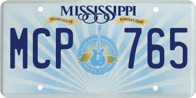 MS license plate MCP765