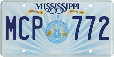MS license plate MCP772