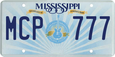 MS license plate MCP777