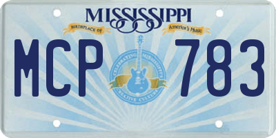 MS license plate MCP783