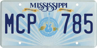 MS license plate MCP785