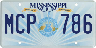 MS license plate MCP786