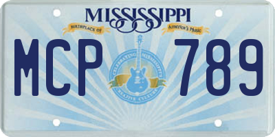 MS license plate MCP789