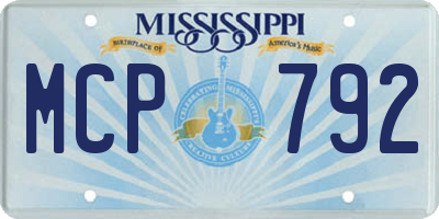 MS license plate MCP792