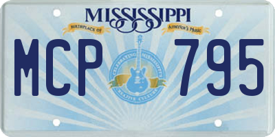MS license plate MCP795