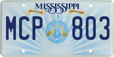 MS license plate MCP803