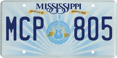 MS license plate MCP805