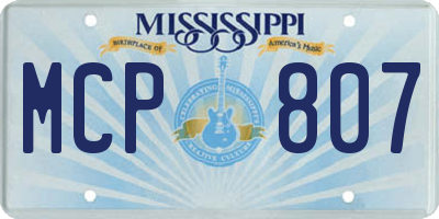 MS license plate MCP807