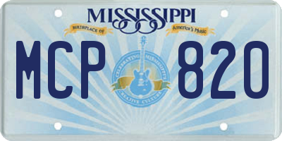 MS license plate MCP820