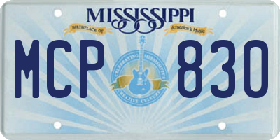 MS license plate MCP830